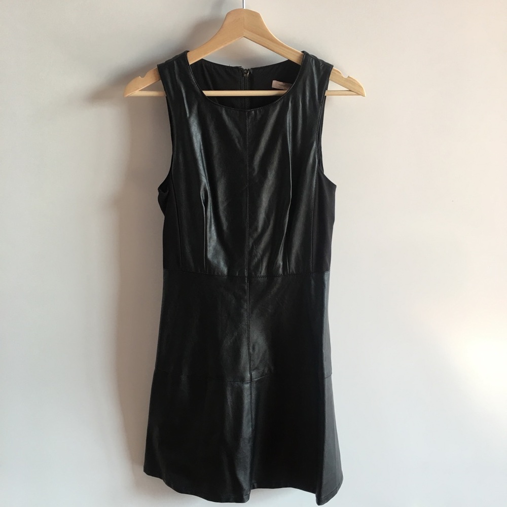 NWT Forever 21 Faux Leather Skater Black Dress